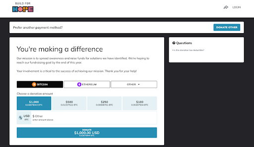 Crypto Giving on Classy